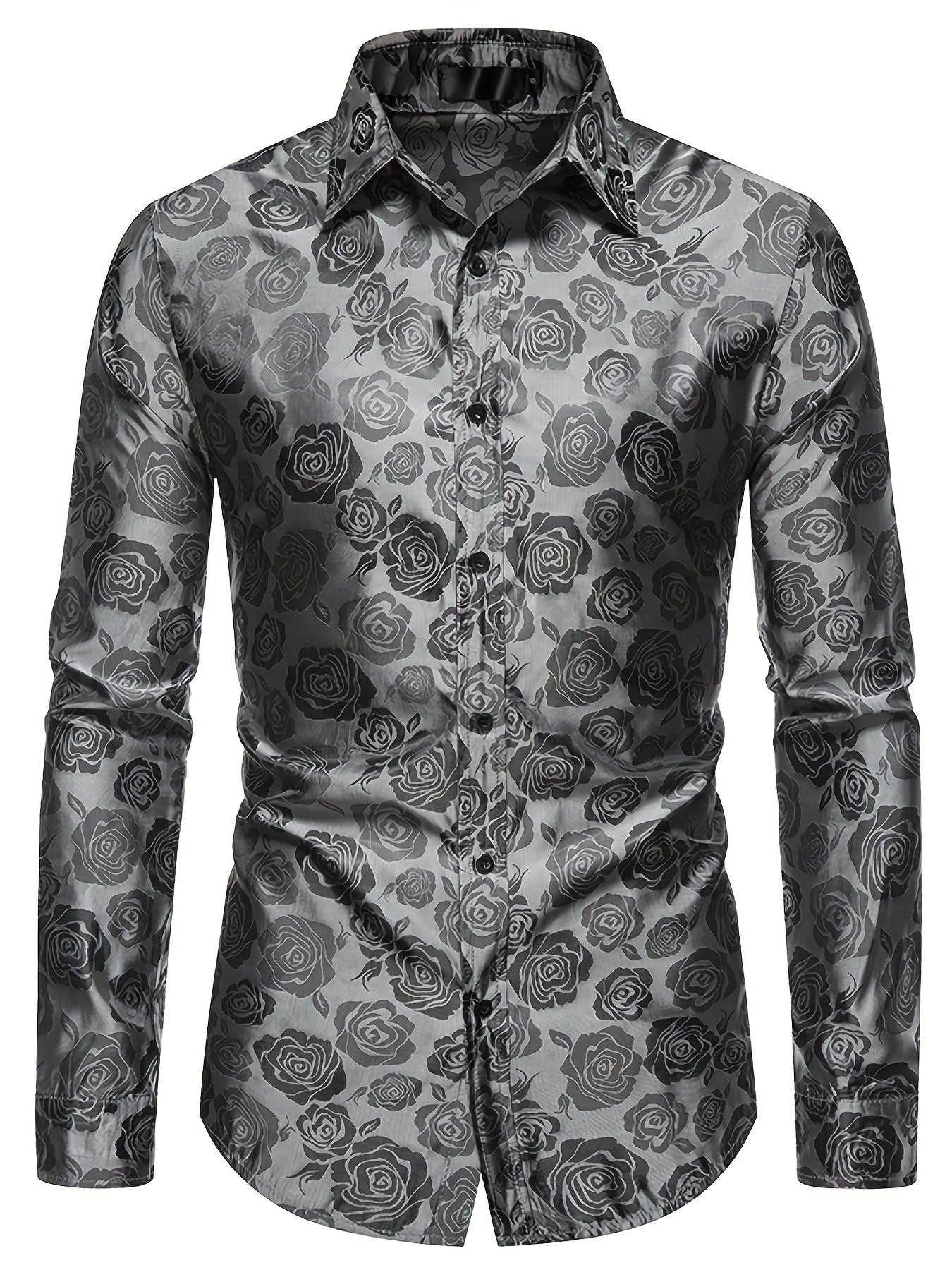 Jacquard Satijnen Overhemd voor Heren | Slim Fit | Luxe Bloemenstructuur
