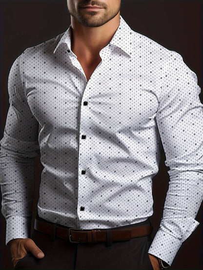 Overhemd | Katoenmix | Slim Fit met Stippenprint