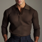 Geribde Knit Polo met Lange Mouwen | Slim Fit | Tijdloos & Verfijnd