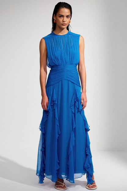 Azure Bloom Dress | Gelaagde Elegantie | Licht & Luchtig