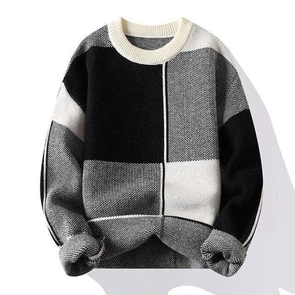 Heren Geblokte Trui | Zachte Knit | Retro Colourblock Design