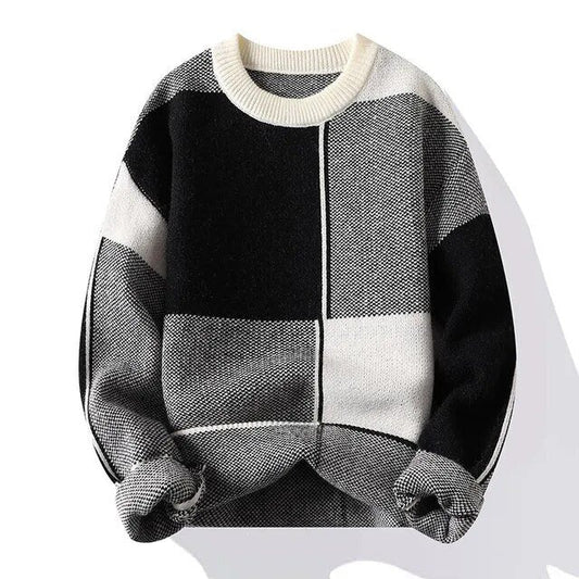 Heren Geblokte Trui | Zachte Knit | Retro Colourblock Design