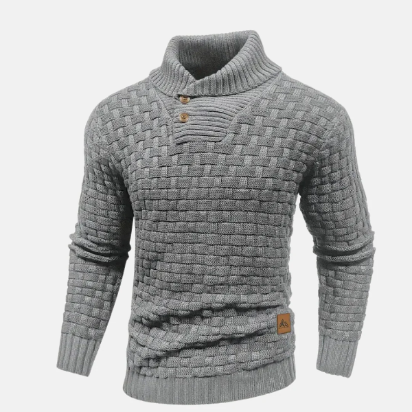 Nordic Button Knit | Geweven Structuur | Warme Colkraagstijl