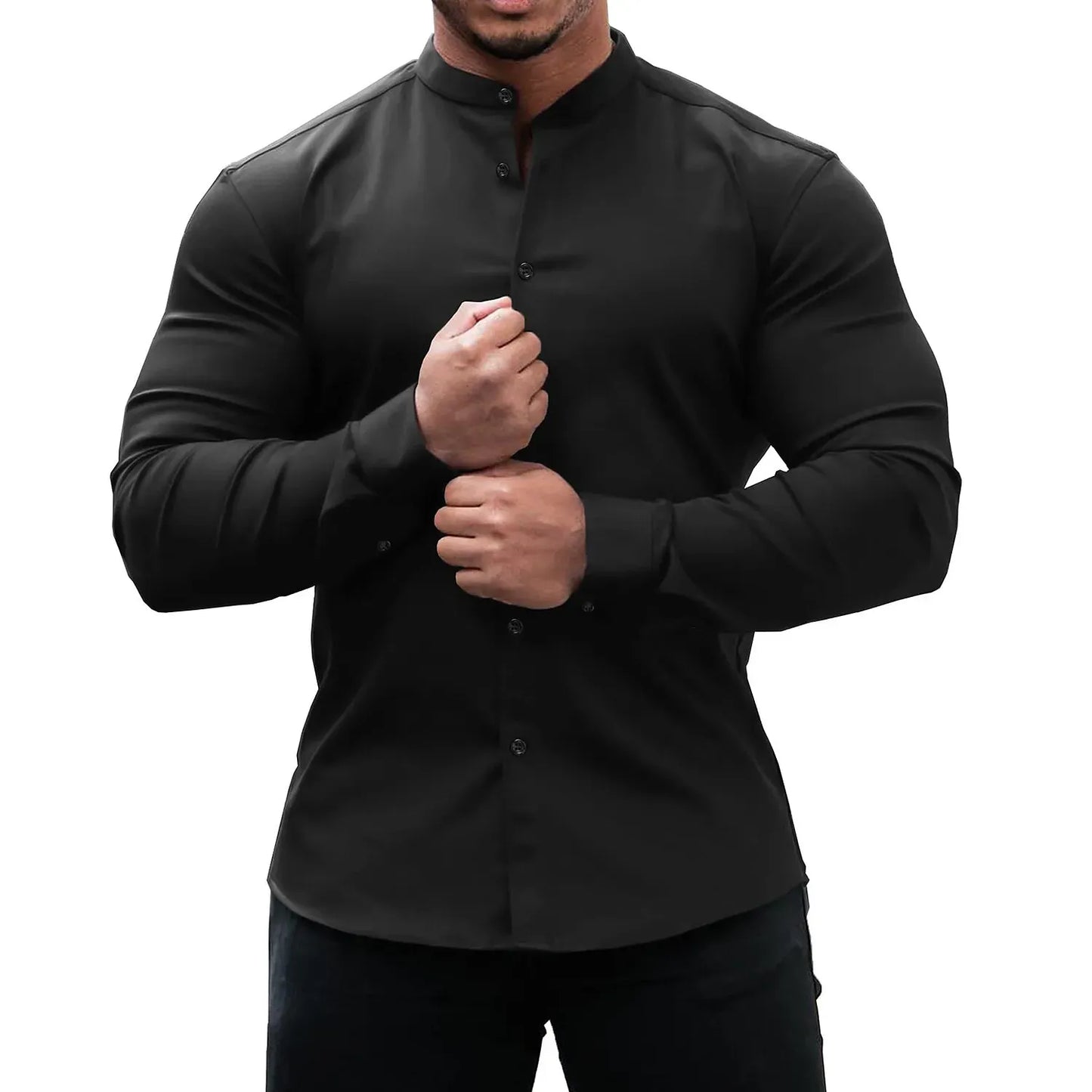 Prestige Fit Shirt | Lange Mouwen | Slim Fit met Opstaande Kraag