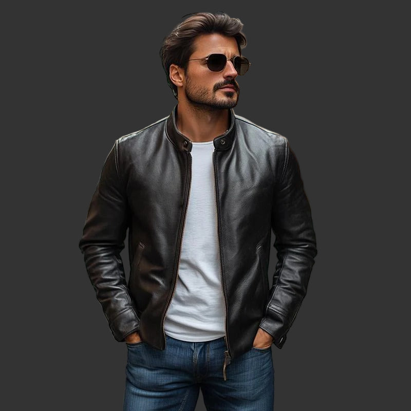 Metro Leather Jacket | Strak & Tijdloos | Stadsstijl in Zwart