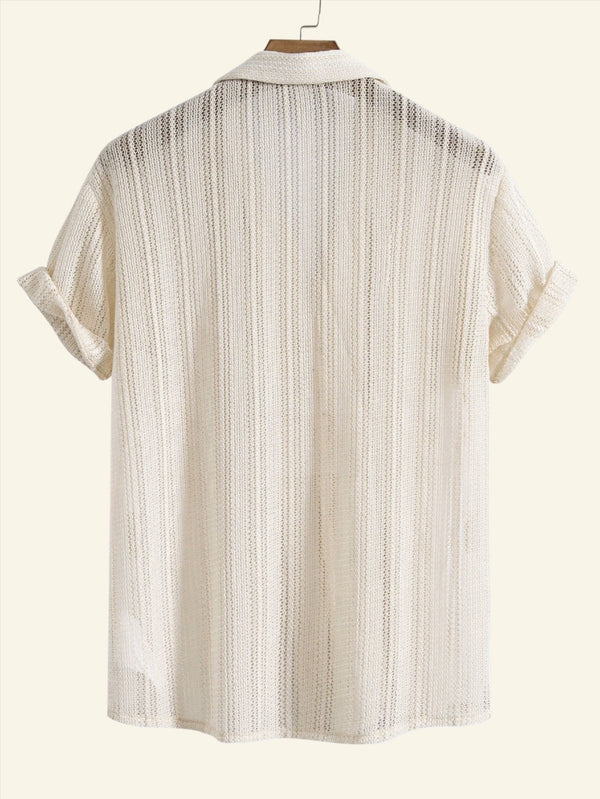 Gebreid Heren Overhemd met Korte Mouwen | Ademend & Zomers | Casual Retro Look