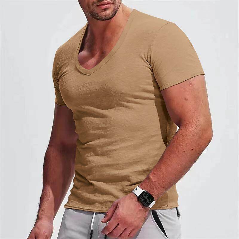 Diepe V-Tee | Slim Fit | Basic met Diepe Halslijn