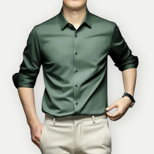 Heren Overhemd met Satijn Glans | Slim Fit | Luxe Formalwear in Trendkleuren