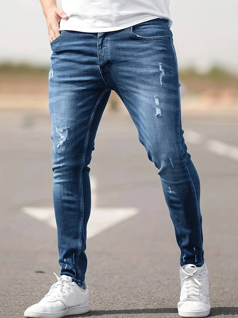 Heren Skinny Jeans met Beschadigde Details | Stretch Denim | Urban Streetwear Vibe