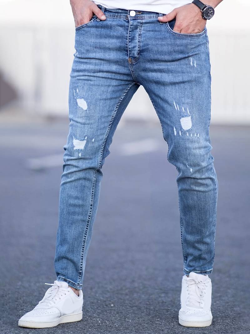 Heren Skinny Jeans met Beschadigde Details | Stretch Denim | Urban Streetwear Vibe