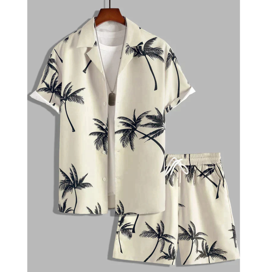 Heren Co-ord Set met Palmprint | Tropische Look | Zomer Essentials