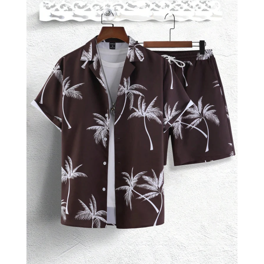 Heren Co-ord Set met Palmprint | Tropische Look | Zomer Essentials