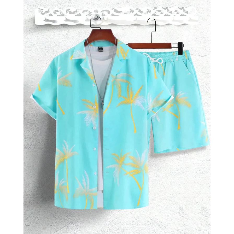 Heren Co-ord Set met Palmprint | Tropische Look | Zomer Essentials