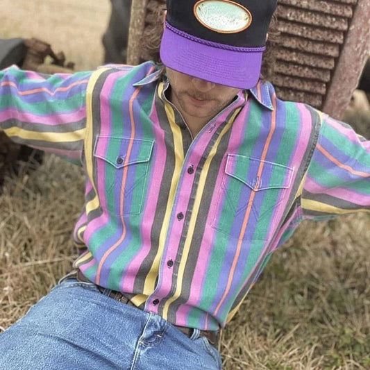 Retro Gestreept Heren Overhemd | Western Look | Vintage Flair in Felle Kleuren