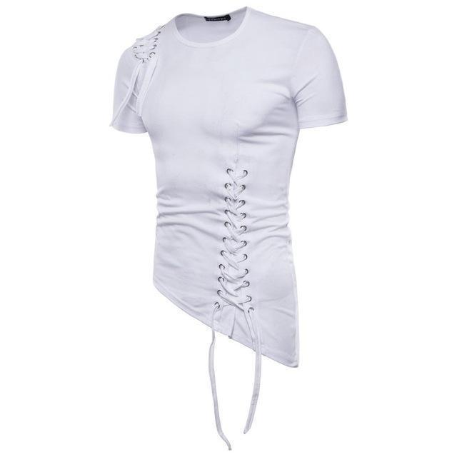 Heren Asymmetrisch T-shirt | Vetersluiting Design | Urban Statement Look